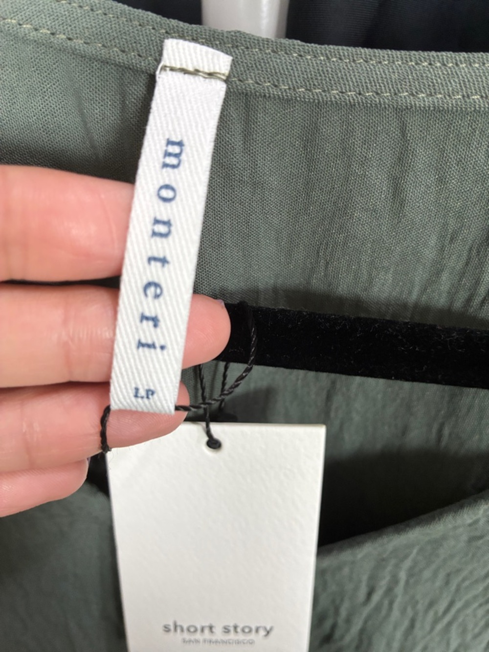Monteau V-Neck Short Sleeve Top in Sage - Picture 5 of 5